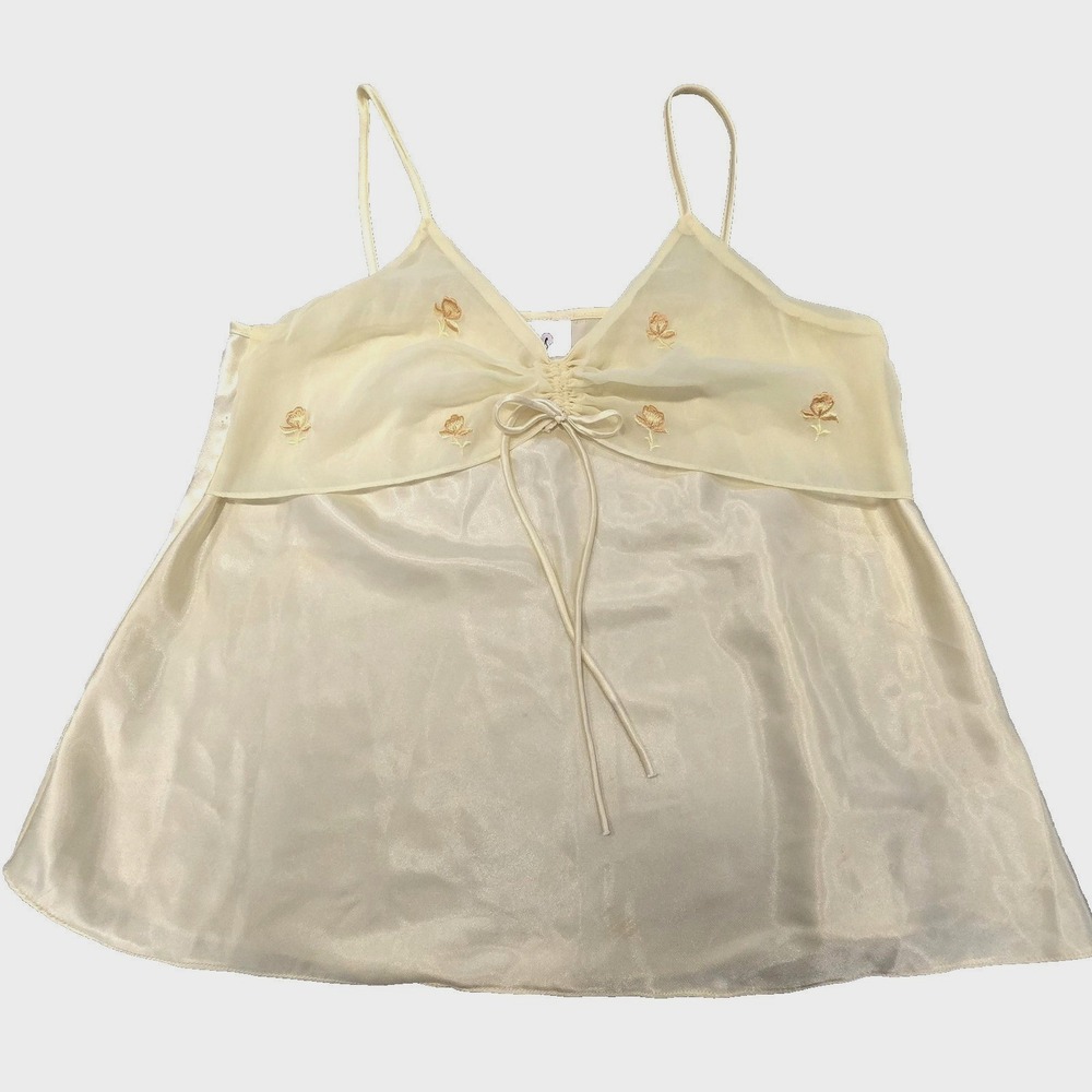 Sunset Collection Babydoll Top‎ Womens Medium Sheer Floral Embroidered Lingerie